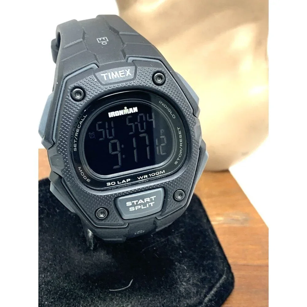 Timex Men's Watch TW5M48600 Ironman Quartz Digital Indiglo Black Rubber Band